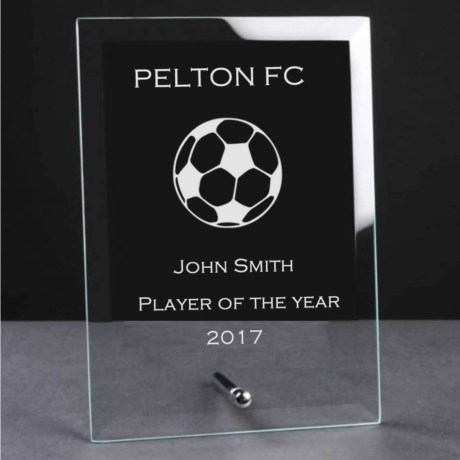 Engraved Glass Plaque Trophy Award Football Ne Trophies North