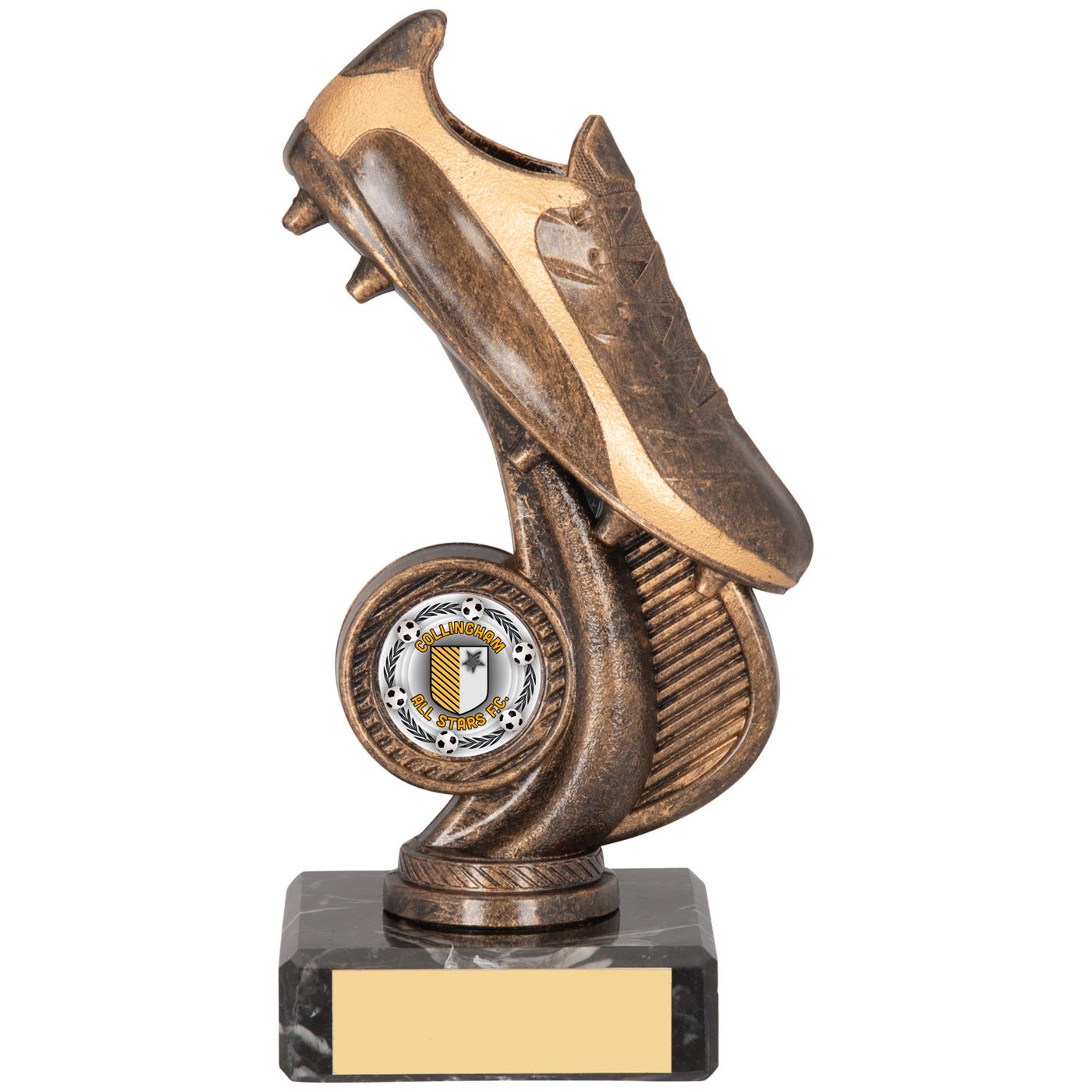 Football Boot Trophy Award in Antique Gold