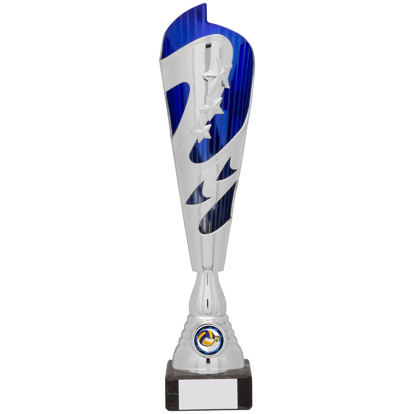 Blue and Silver Torch Trophy Award with Stars