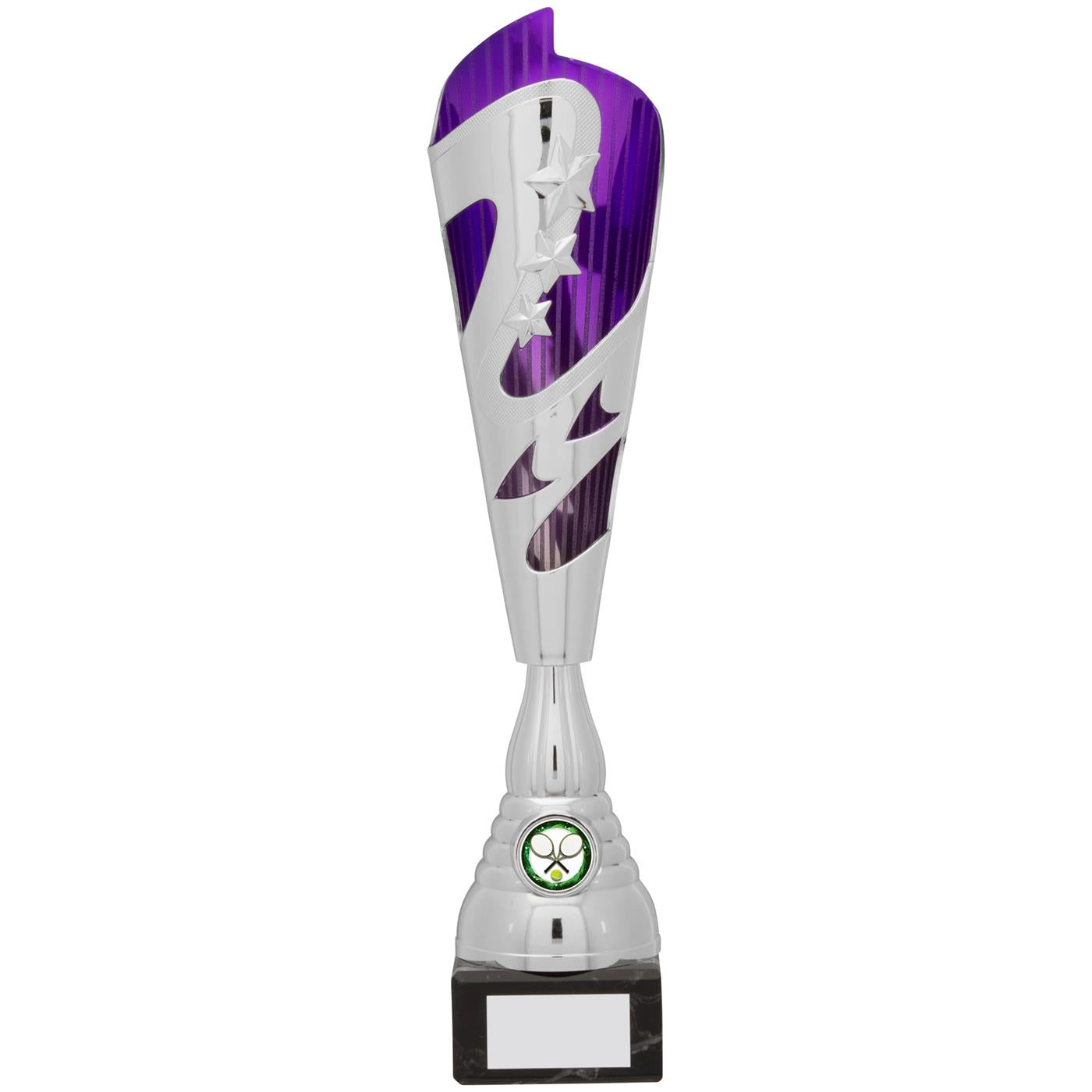 Purple and Silver Torch Trophy Award with Stars