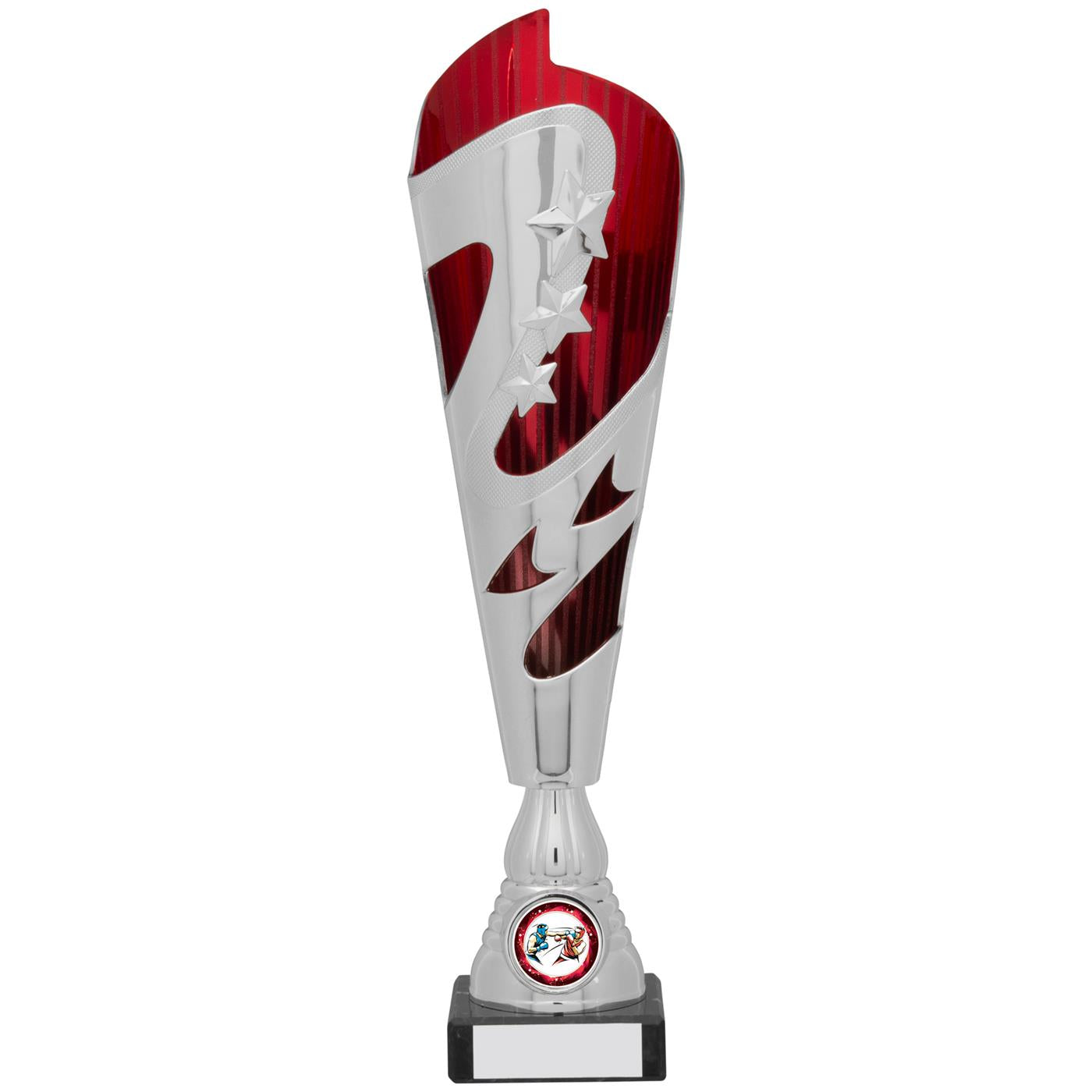 Red and Silver Torch Trophy Award with Stars