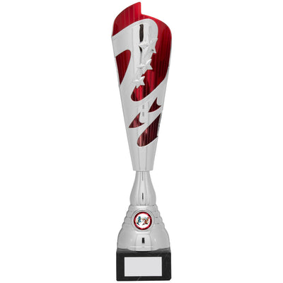 Red and Silver Torch Trophy Award with Stars