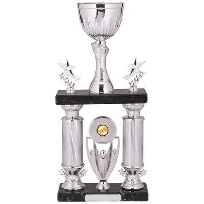 Tower Column Trophy Cup Award in Gold with Stars