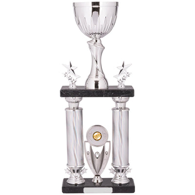 Tower Column Trophy Cup Award in Gold with Stars