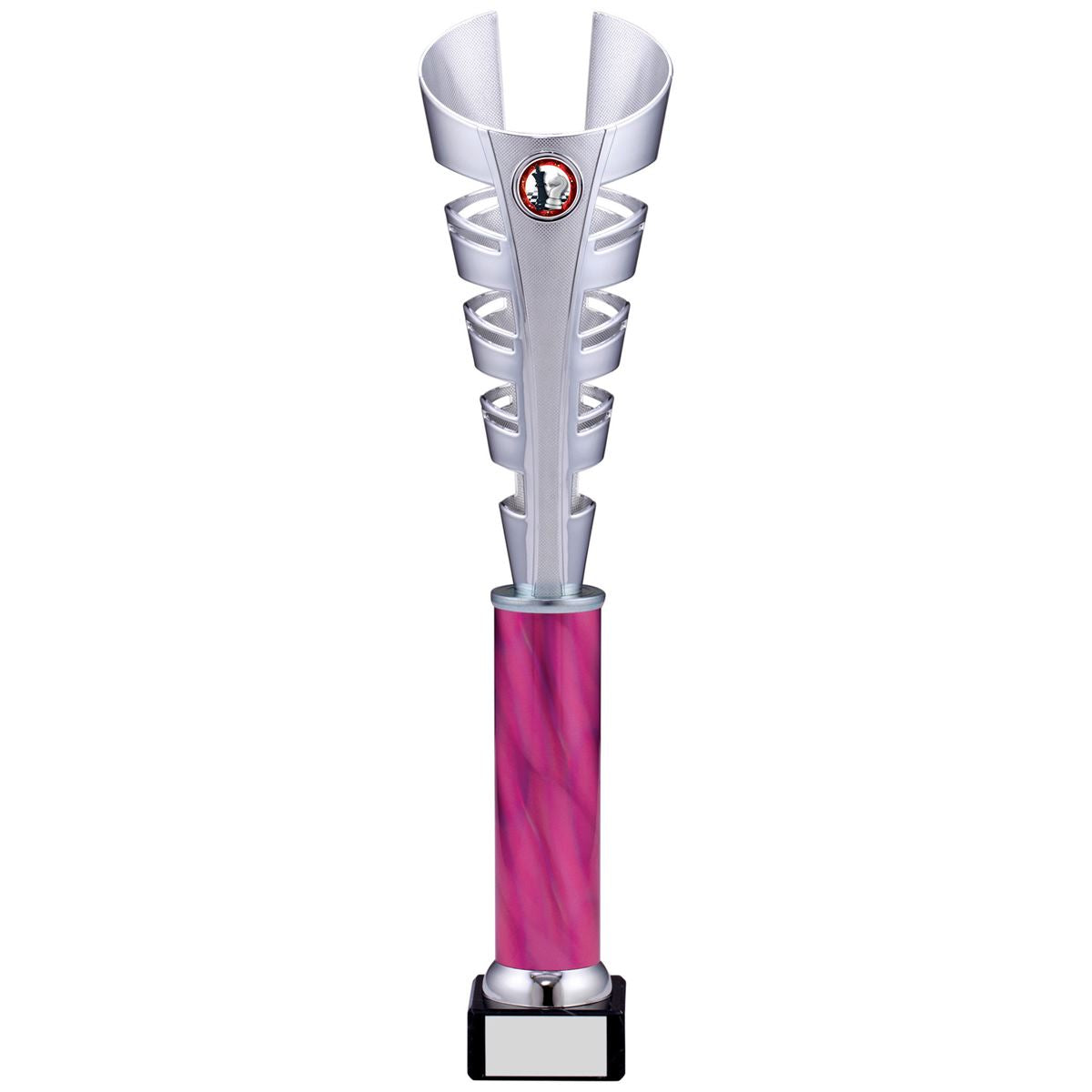 Tower Trophy Spiral Award in Silver and Pink - B Size