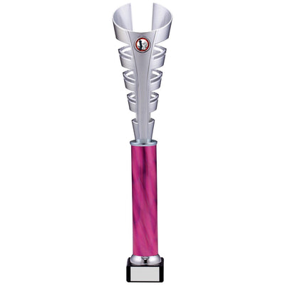 Tower Trophy Spiral Award in Silver and Pink - C Size