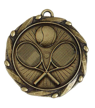 tennis medal antique gold 4 5cm