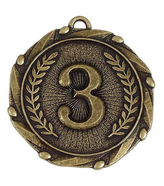 3rd place medal antique gold 4 5cm