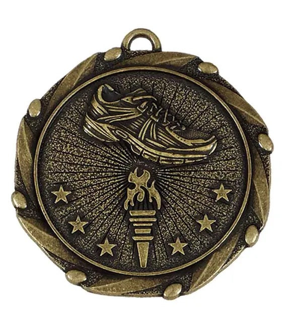 Running Shoe Victory Torch Medal Antique Gold 4.5cm