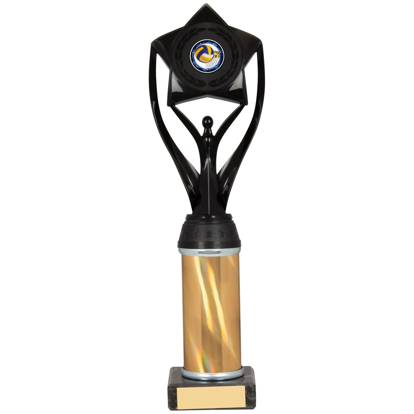 Multisport Trophy Award in Black and Gold with Stars