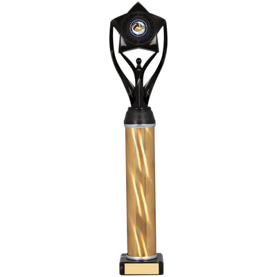 Multisport Trophy Award in Black and Gold with Stars