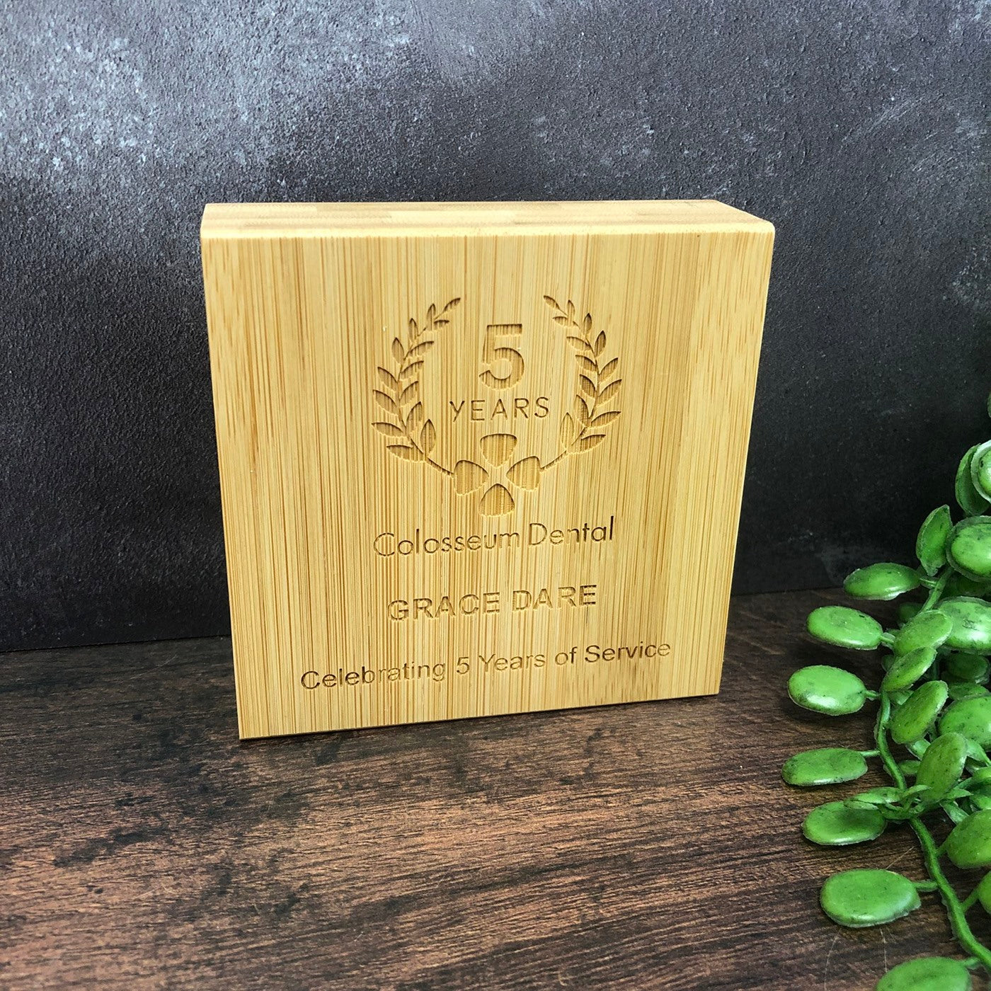 Bamboo Wooden Block Award Small Laser Engraved