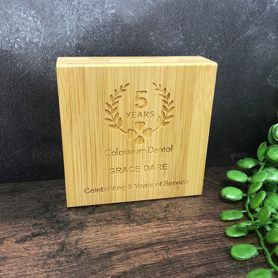 Bamboo Wooden Block Award - Small - Laser Engraved