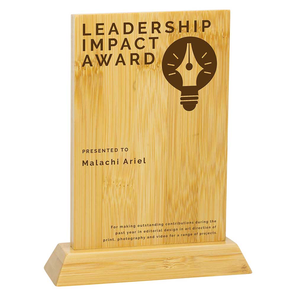 Kraken Bamboo Wooden Award Sustainable Trophy - Laser Engraved