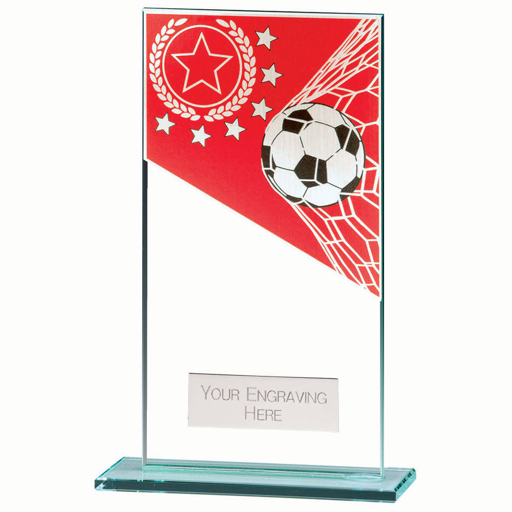 Mustang Jade Glass Football Trophy Award Red