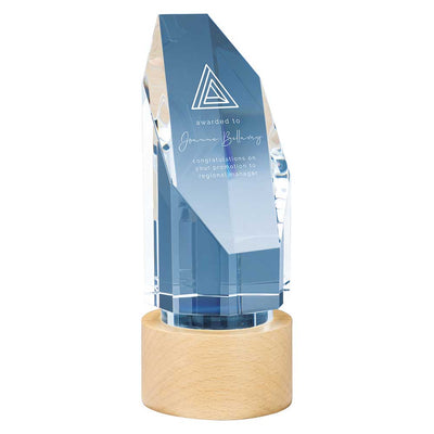 Solo Jade Crystal Glass & Beechwood Award Corporate Trophy