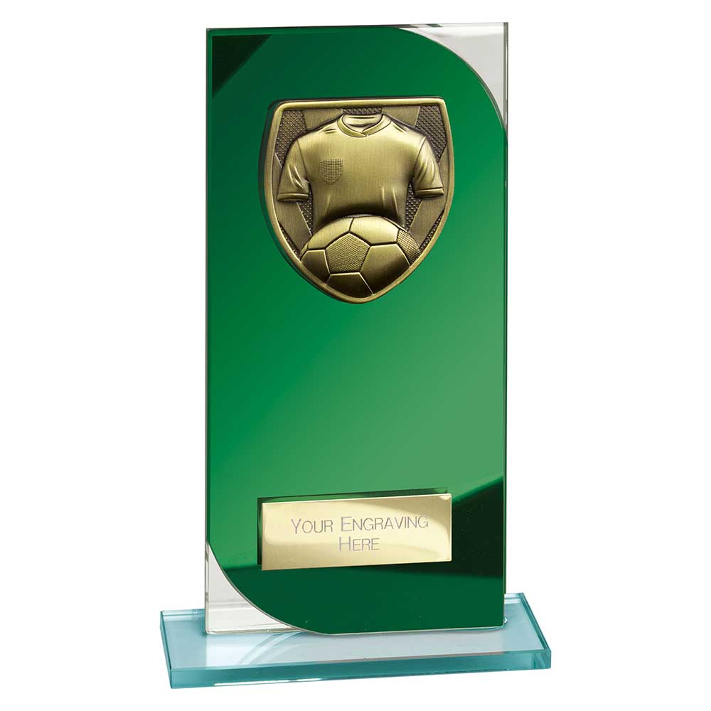 Seismic Cobra Green Silver Glass Football Trophy Award