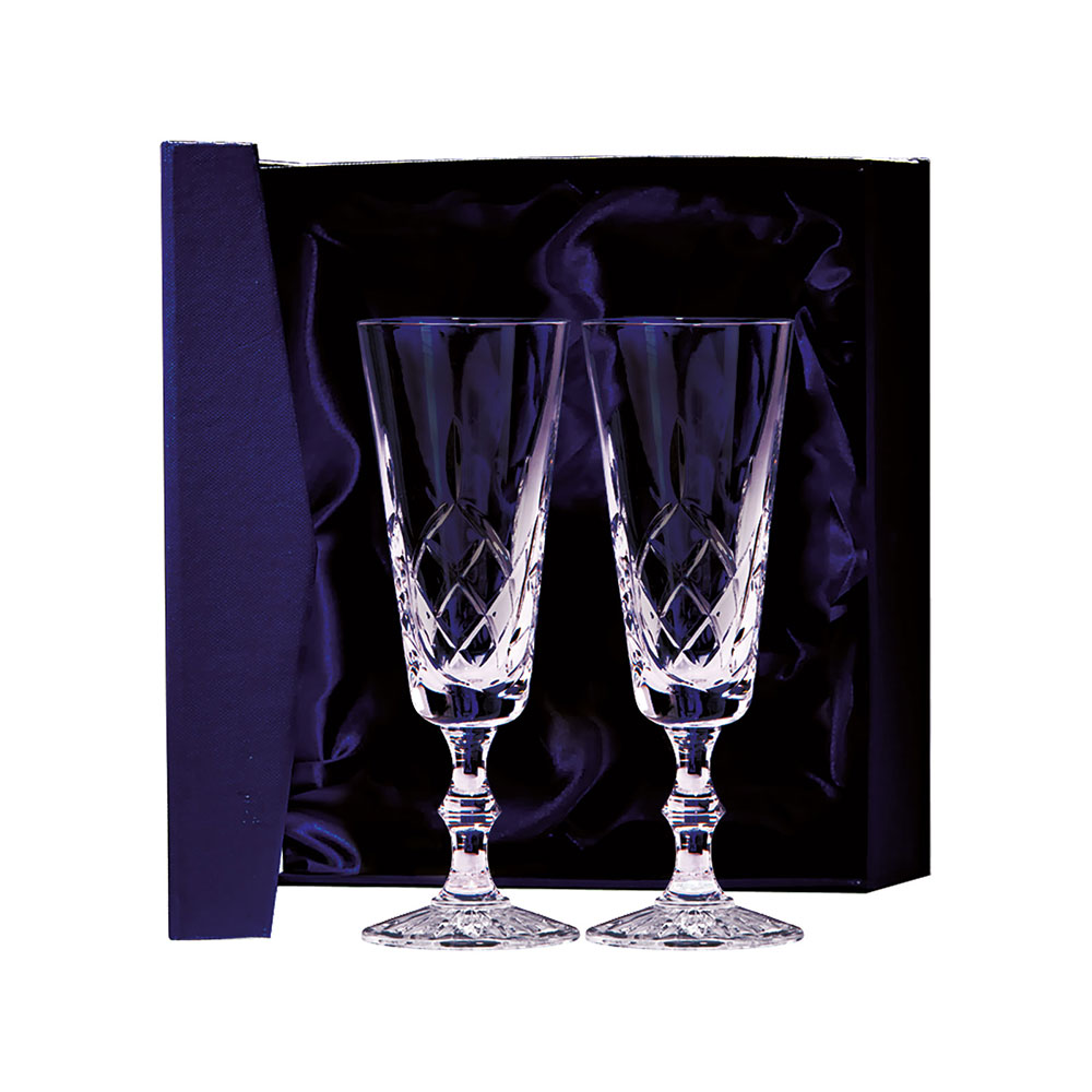 Lindisfarne Orco Set of 2 Crystal Champagne Glasses