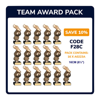 Football Gold Boot Trophy Team Awards in Antique Gold - Pack of 16