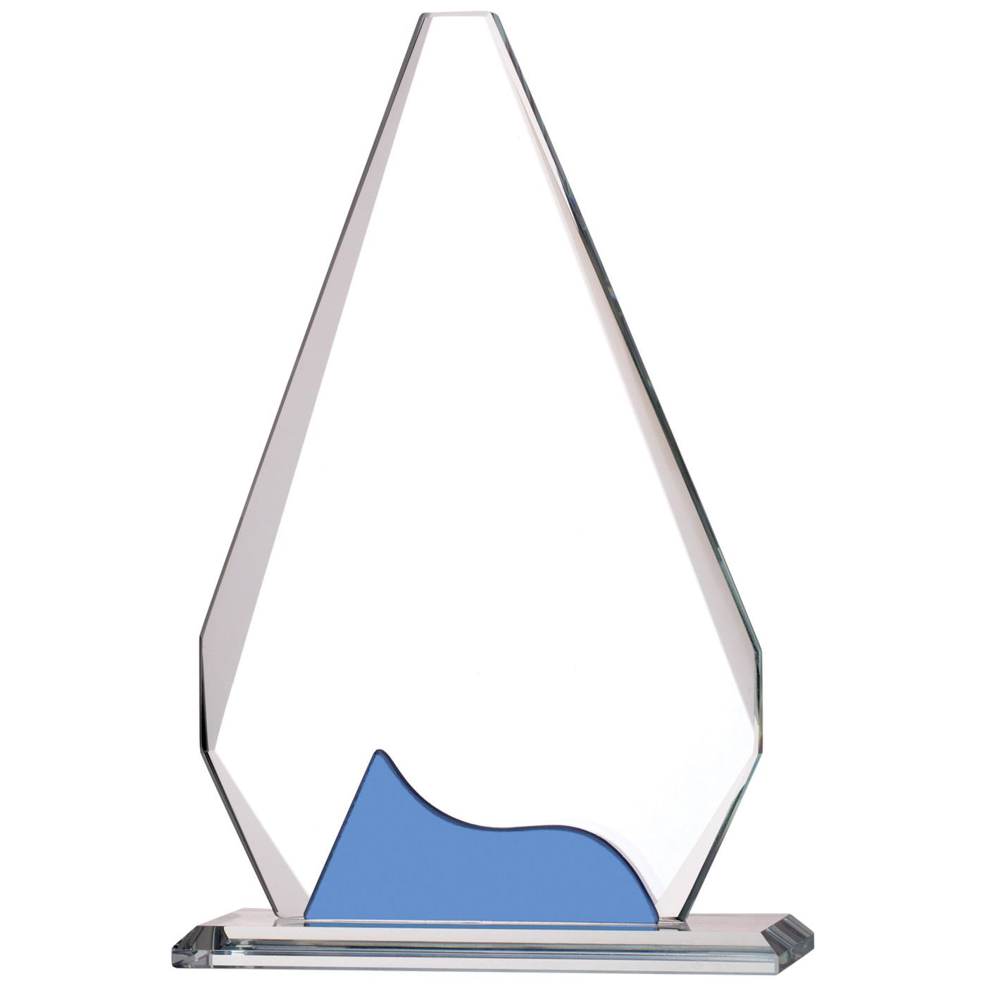 Clear Glass Trophy Award with Blue Decoration