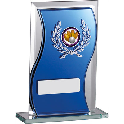 Blue Glass Mirrored Trophy Award