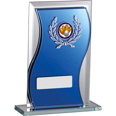 Blue Glass Mirrored Trophy Award