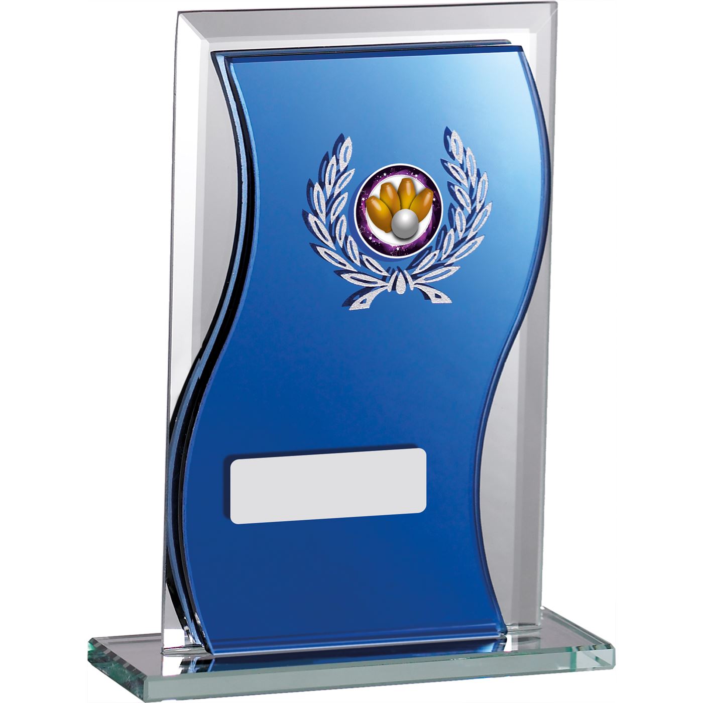 Blue Glass Mirrored Trophy Award