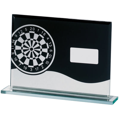 Darts Board Glass Award in Black and Clear