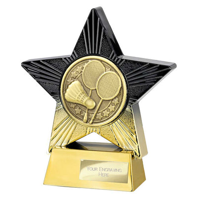 Superstar Badminton Trophy Award Black And Gold