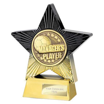 Superstar Managers Player Football Trophy Black Gold Award