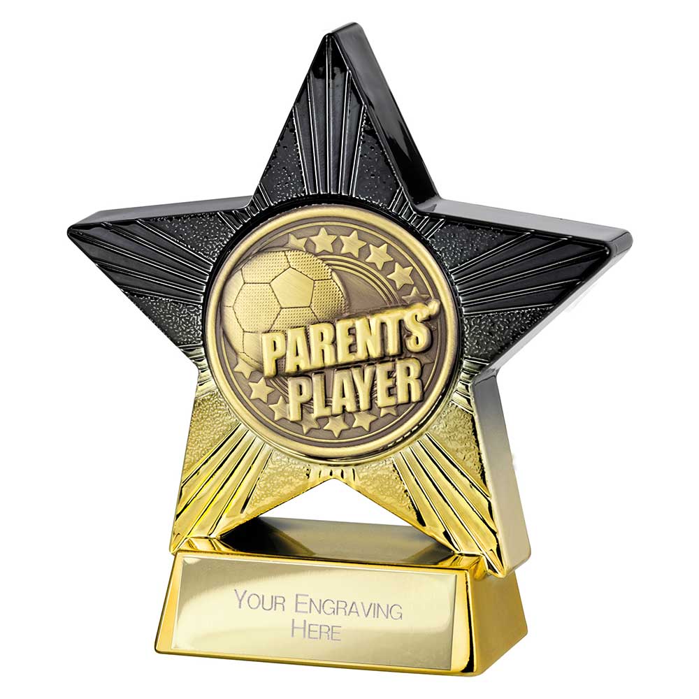 Superstar Parents Player Football Trophy Black Gold Award