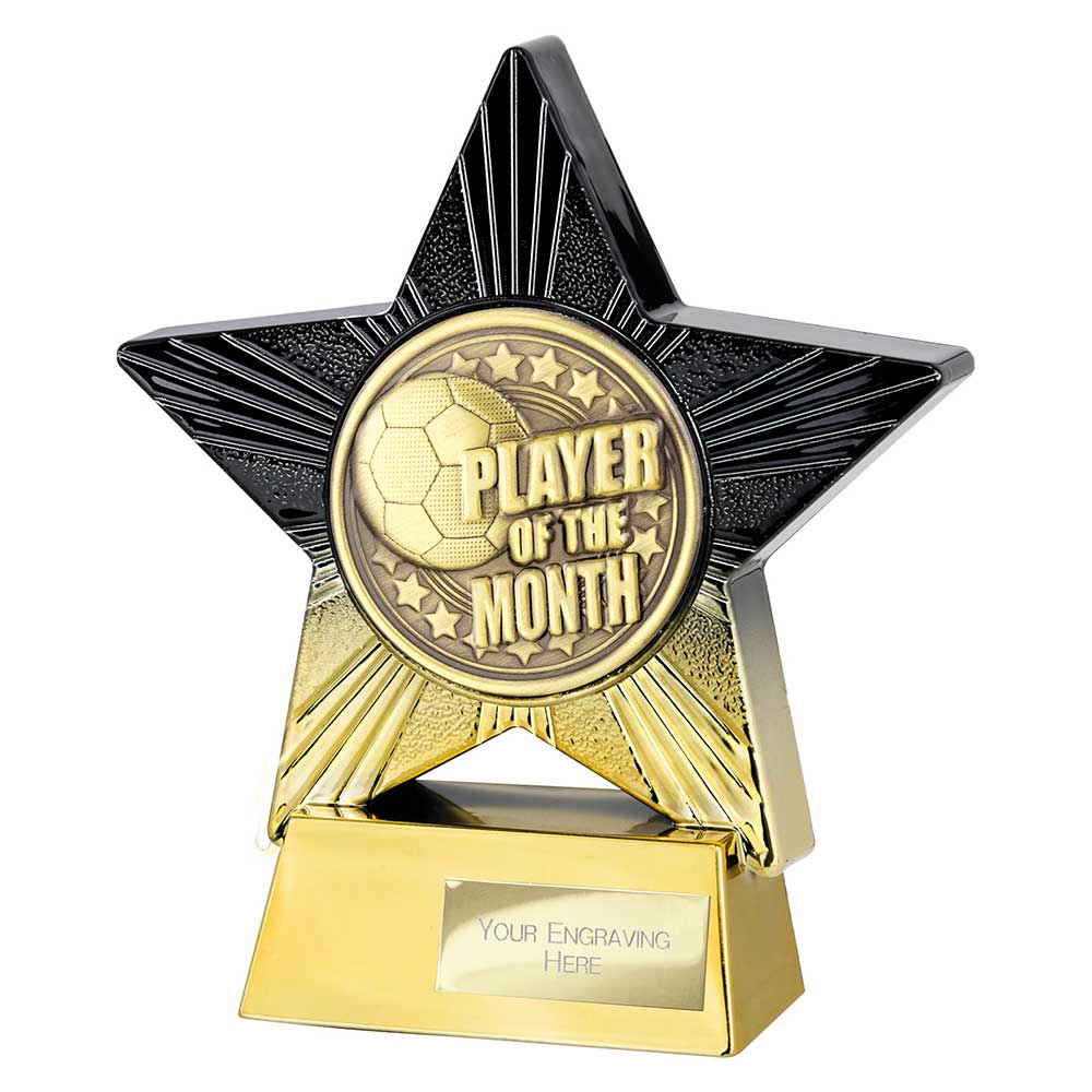 Superstar Player Of The Month Football Trophy Black Gold Award