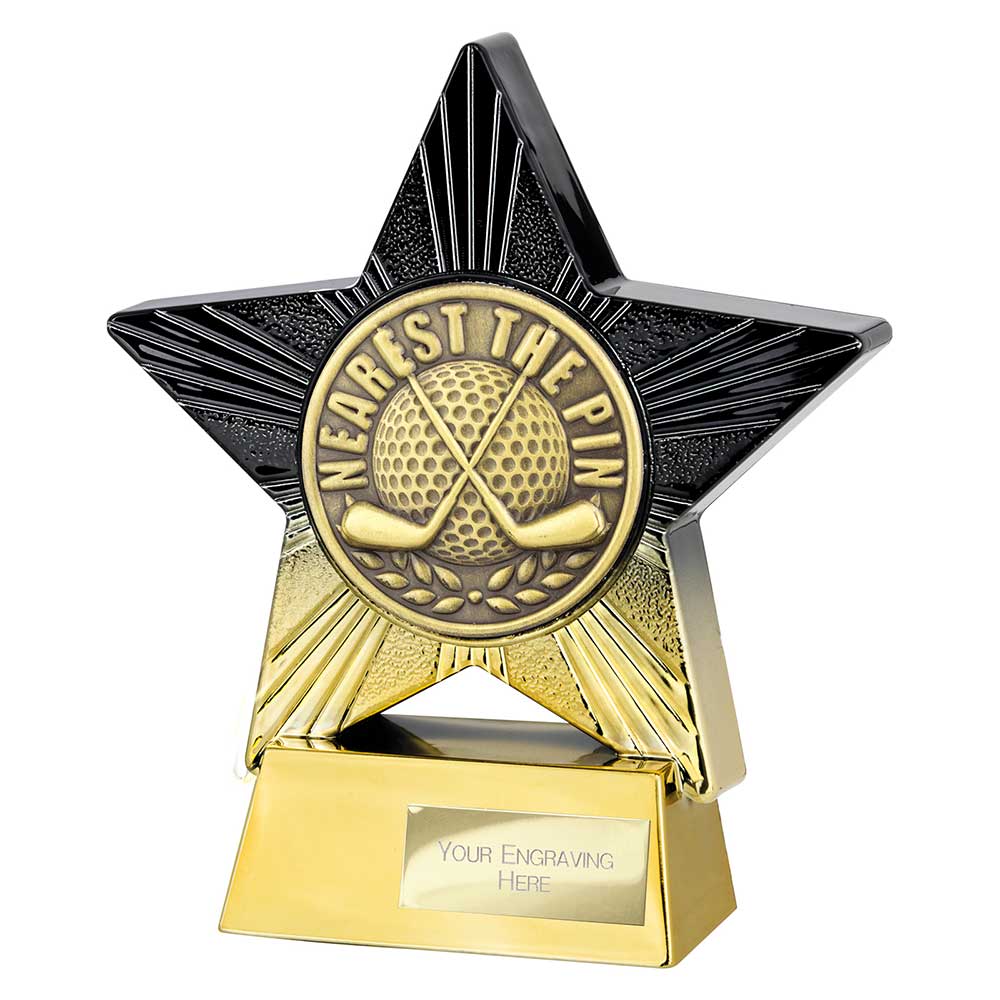 Superstar Nearest The Pin Golf Trophy Award Black And Gold