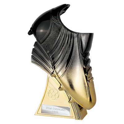 Power Boot Football Trophy Award Heavyweight Black Gold