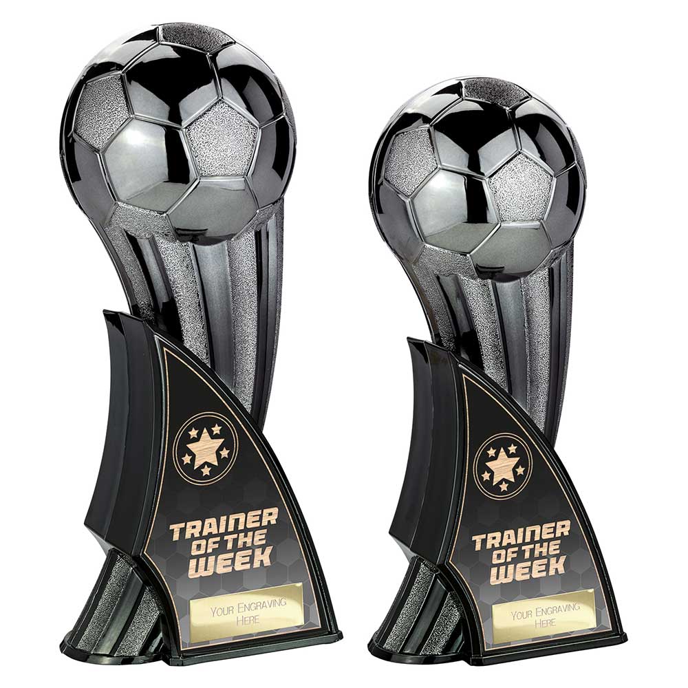 Firestorm Heavyweight Trainer Of The Week Football Trophy Award Gunmetal To Black