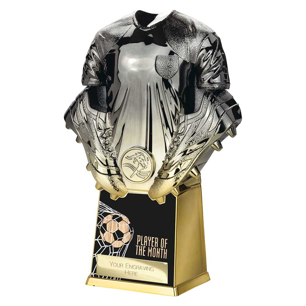 Invincible Shirt Players Player Of The Month Football Trophy Award Gunmetal To Gold