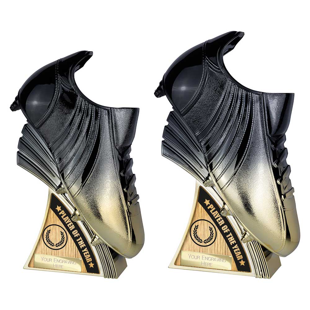 Power Boot Heavyweight Player Of The Year Football Trophy Black To Gold Award