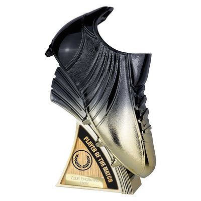 Power Boot Heavyweight Player Of The Match Football Trophy Black To Gold Award