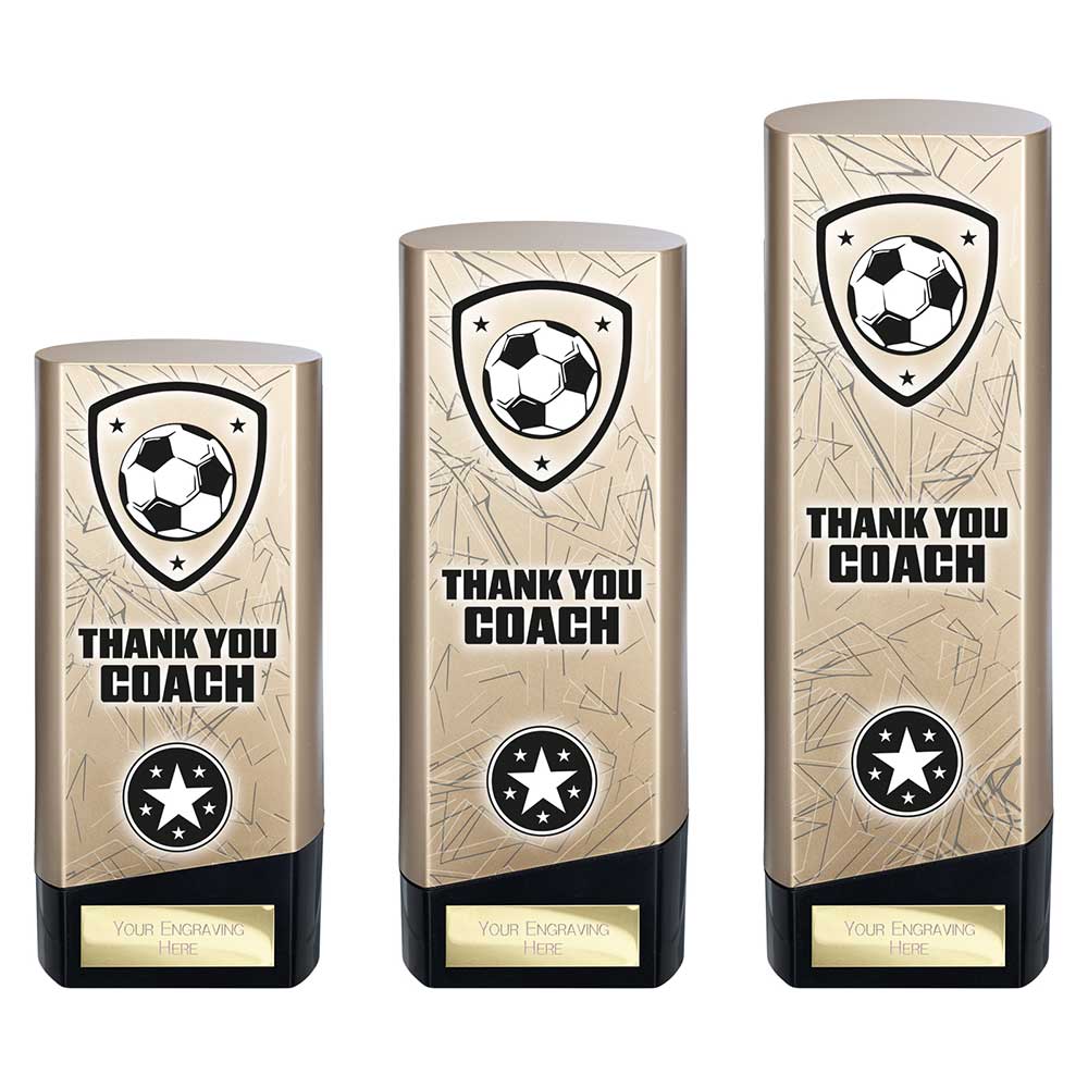 Prime Heavyweight Thank You Coach Football Award Trophy Gold Black