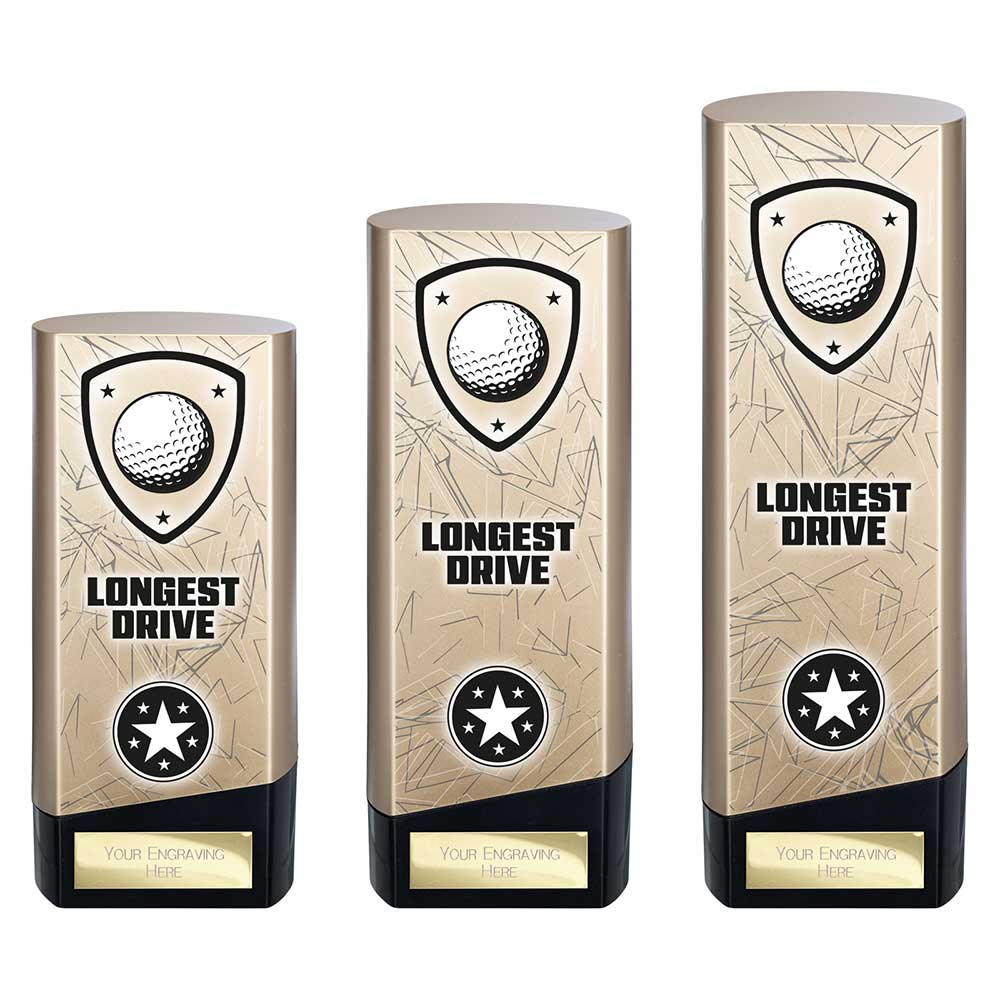 Prime Golf Longest Drive Heavyweight Trophy Award Gold And Black