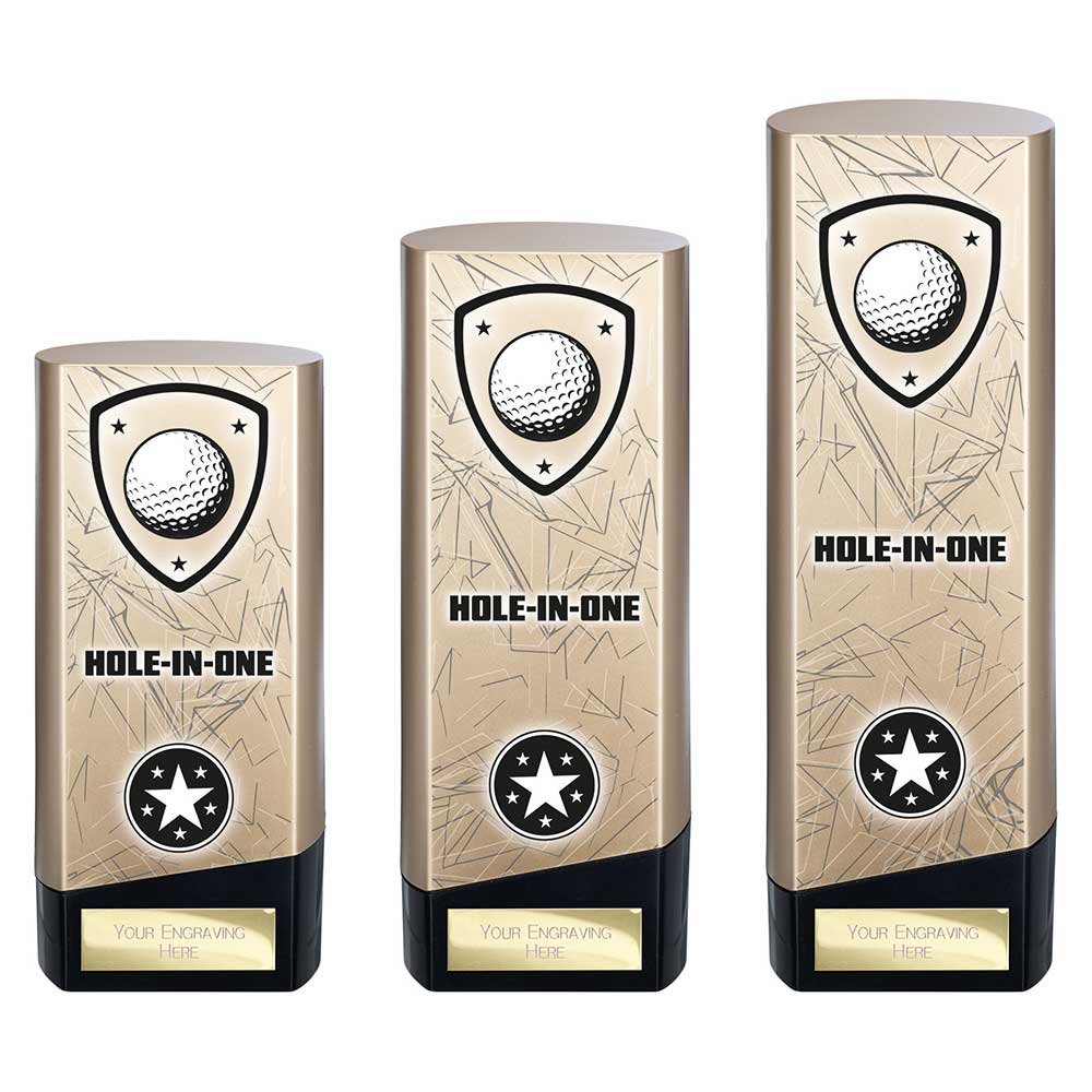 Prime Golf Hole In One Heavyweight Trophy Award Gold And Black