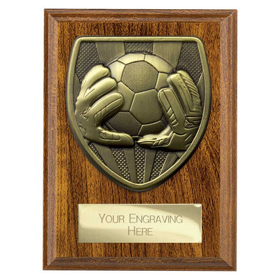 Cobra Football Goal Keeper Award Plaque Trophy Walnut