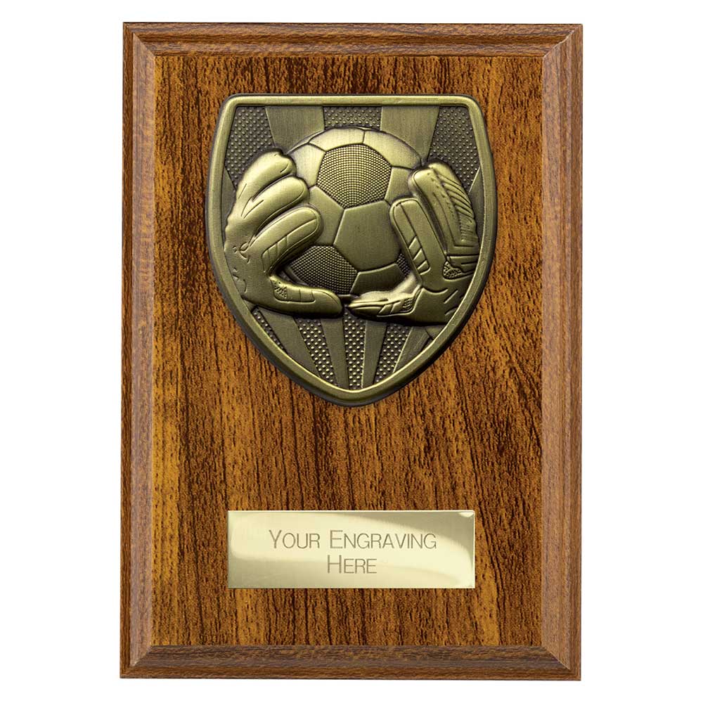 Cobra Football Goal Keeper Award Plaque Trophy Walnut