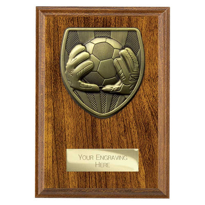 Cobra Football Goal Keeper Award Plaque Trophy Walnut