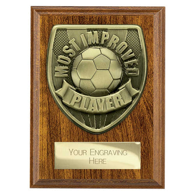 Cobra Plaque Most Improved Player Football Trophy Award Walnut