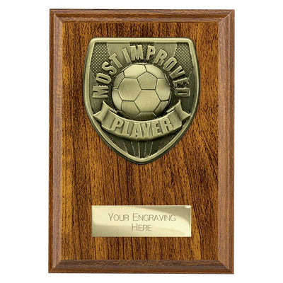 Cobra Plaque Most Improved Player Football Trophy Award Walnut