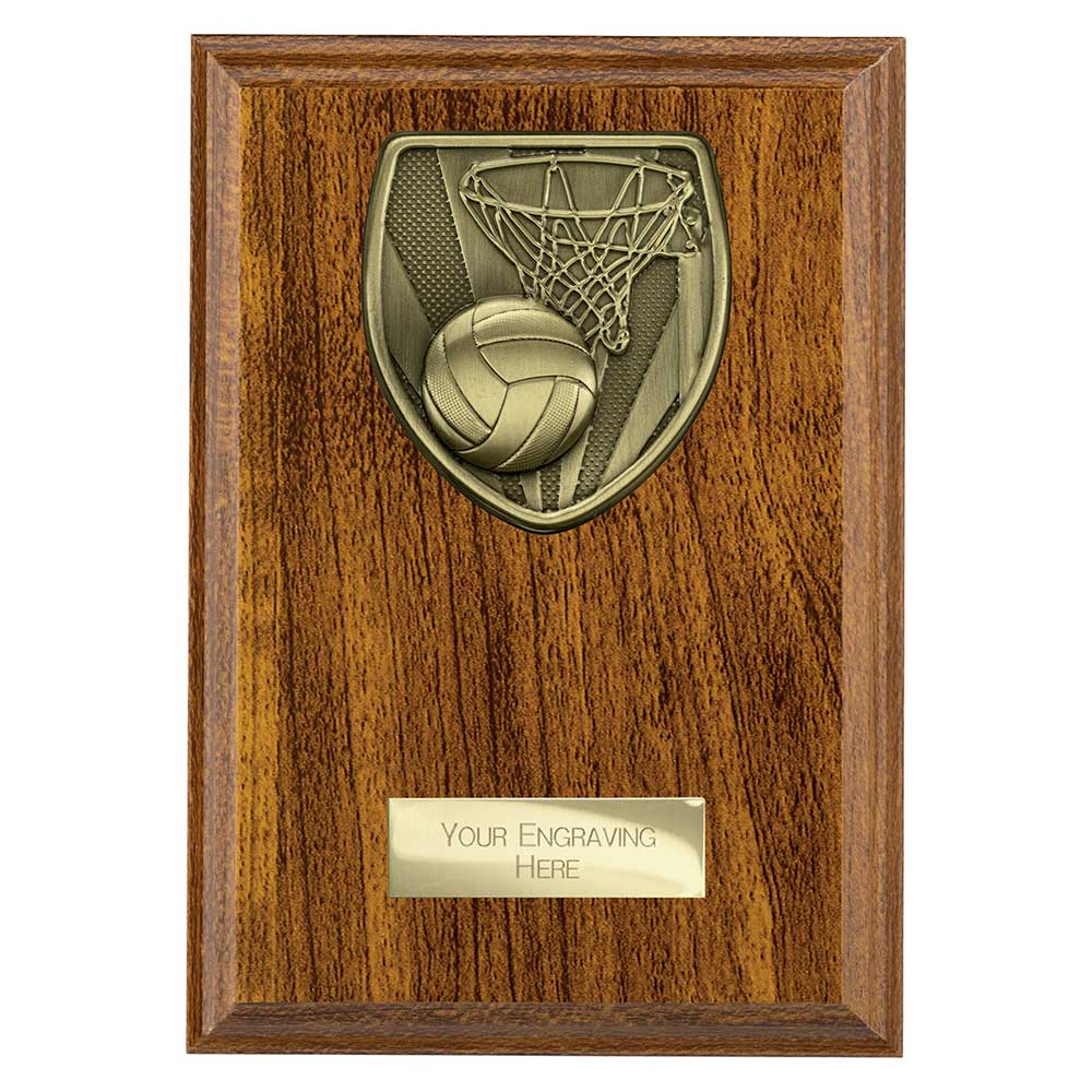 Cobra Netball Plaque Award Walnut