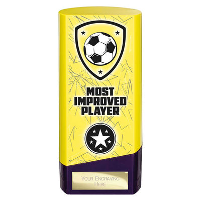 Prime Heavyweight Most Improved Player Football Award Trophy Yellow Purple