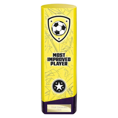 Prime Heavyweight Most Improved Player Football Award Trophy Yellow Purple