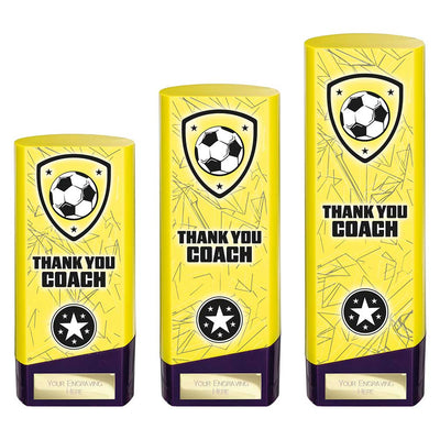 Prime Heavyweight Thank You Coach Football Award Trophy Yellow Purple